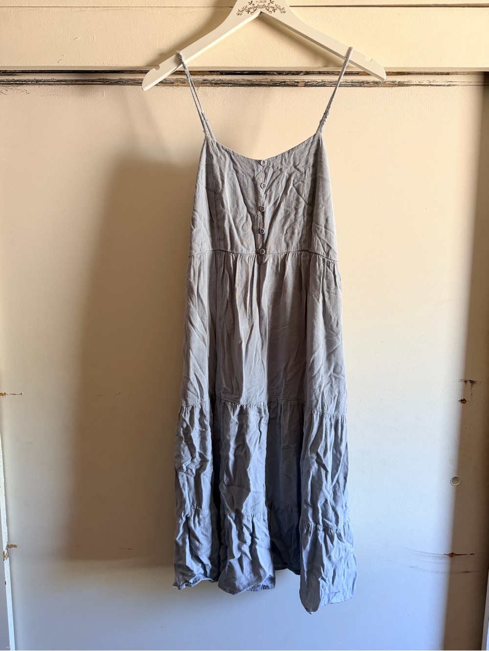 “Be Cool” Light Blue Spaghetti Strap Tiered Maxi Dress Size S